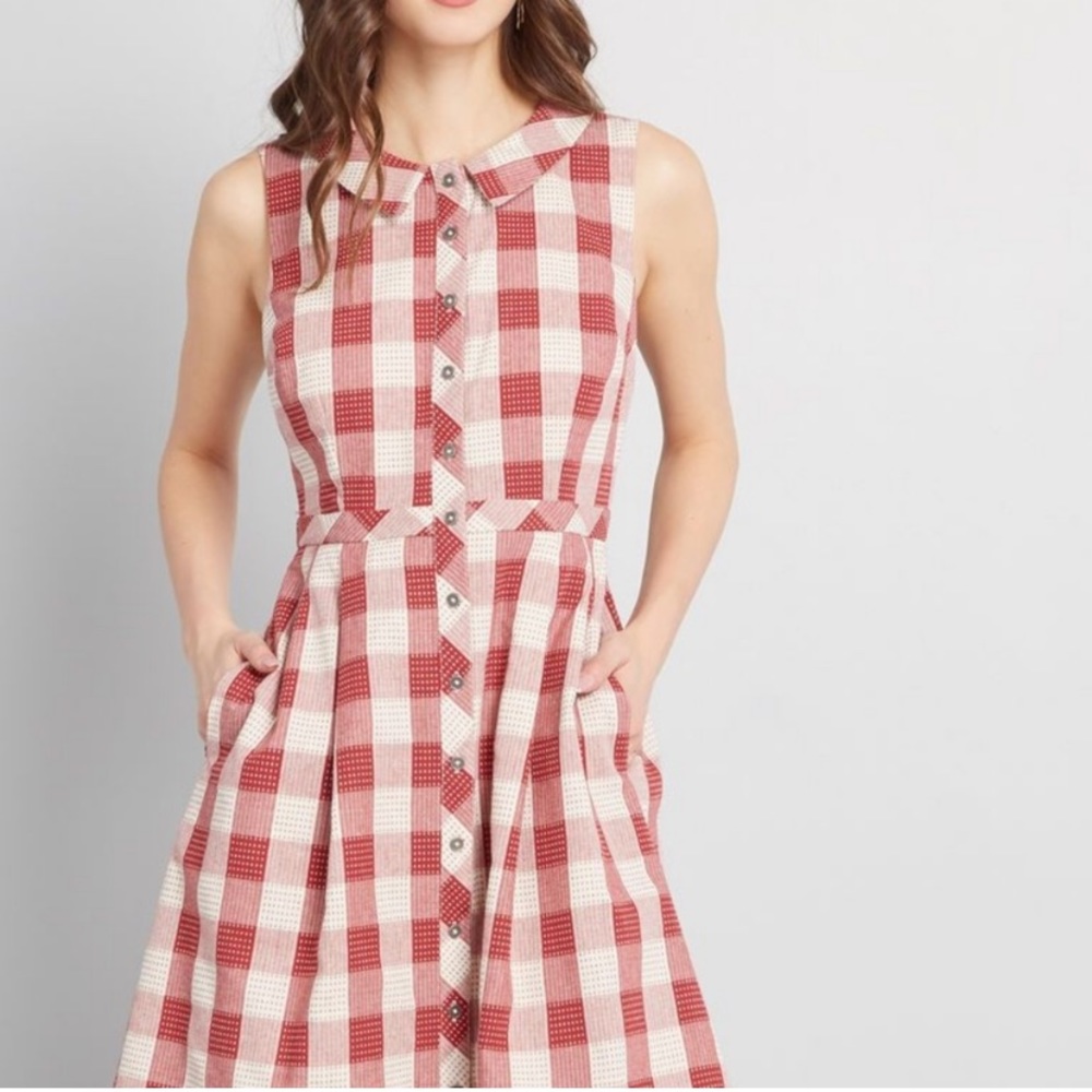 Modcloth Red and White Checkered Dress